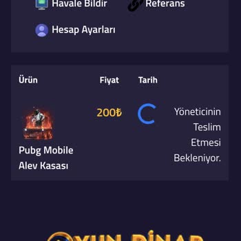 Oyun Dinar Oyun İçi Satın Alma İşleminin Teslim Edilmemesi