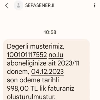 Sepaş Enerji Saat Okutulmadan Kesilen Fatura