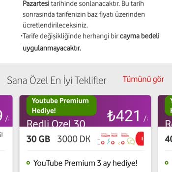 Vodafone Taahhüt Bitimi Fiyat