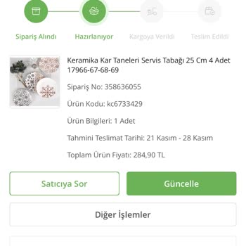 Keramika 1 Haftadır Kargoya Verilmedi