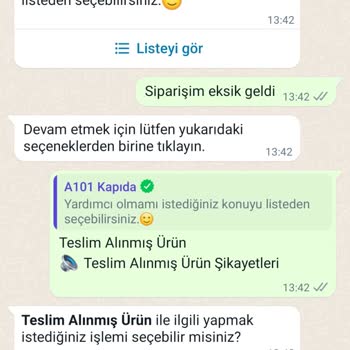 A101 Eksik Ürün Gönderilmesi