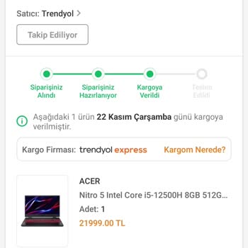 Trendyol Aldığım Ürün Elime Ulaşmadan 1000 TL Fiyatı Düştü