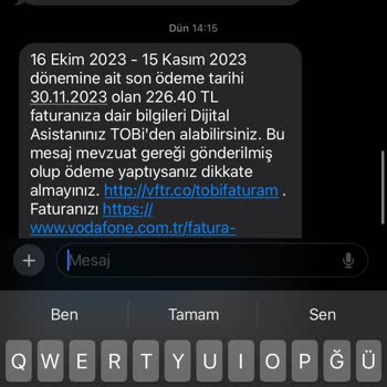 Vodafone Yanlış Fatura Yolluyor