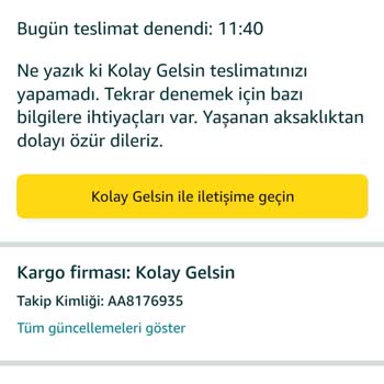 Kolay Gelsin Kargomun Teslim Edilmemesi