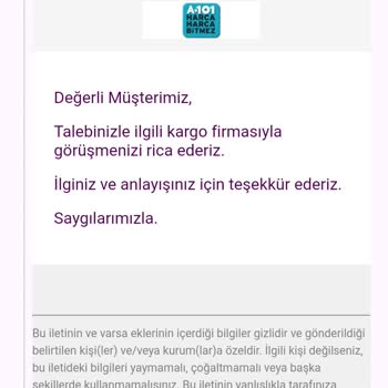 A101 'Den Ters Köşe, Kargoyu Siz Arayın.