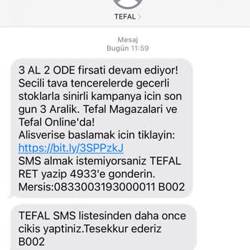 Tefal Sürekli SMS Atıyor