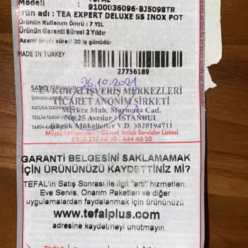 Tefal Çaycı Değişim Yapmıyor