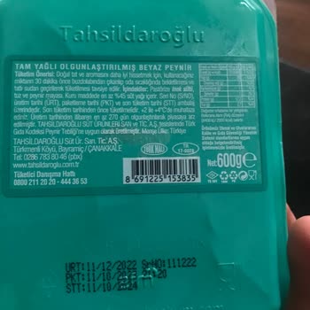 Tahsildaroğlu Klasik İnek Peyniri Tat Bozukluğu Ve Dağılması