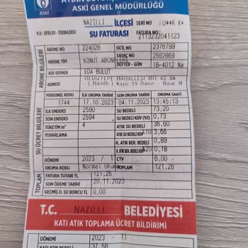 Aydın Büyükşehir Belediyesi Su Faturası Adres Güncellemesi