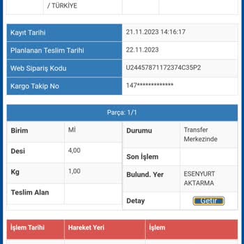 Sürat Kargo Esenyurt Aktarmada Takılan, Ulaştırılmayan Kargom
