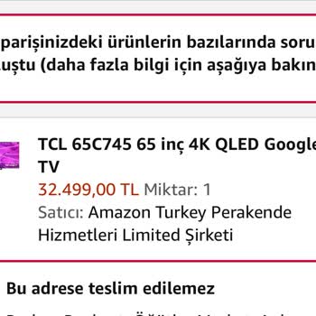 Amazon Bu Adrese Teslim Edilemez