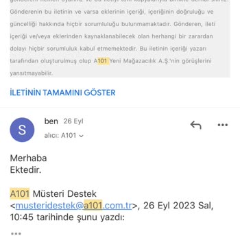 A101 İlgisizliği Ve Para İdesi Yapmaması