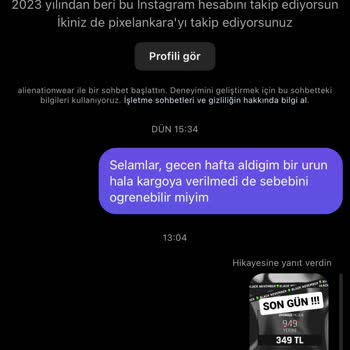 Alienationwear Ürün Gönderilmiyor Dönüş Yapılmıyor