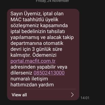 MACfit (İstanbul Anadolu) Macfit Gitmediğim Ayın Ücretini Almaya Çalışıyor