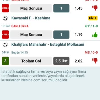 Nesine.com'da Maç Skoru Belli