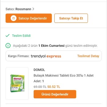 Rossmann Domol Bulaşık Makinesi Tableti Bozuk