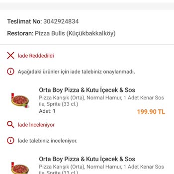 Trendyolgo Ve Pizzabulls Siparişimi Teslim Etmeden Paramı Vermiyor