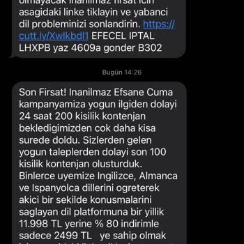 Languverse SMS Gönderilerek Rahatsız Edilme