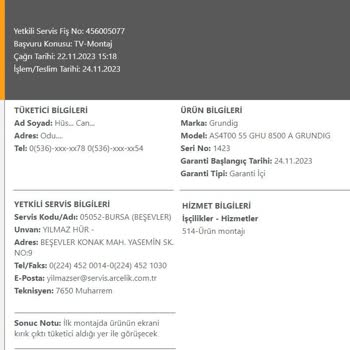 Beko Grundig TV Kırık Çıktı