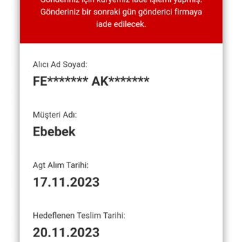 AGT Kurye (aynigunteslim.com) Kargom Teslim Edilmedi