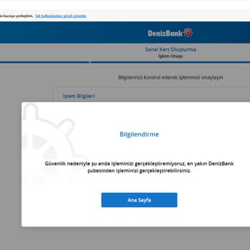 Denizbank Sanal Kart Oluşturamıyorum