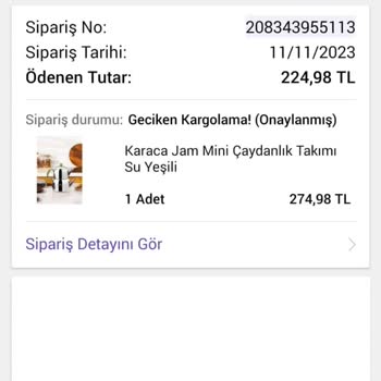 Karaca Züccaciye Karaca Çaydanlık Siparişimde Yaşanan Kargolama Gecikmesi