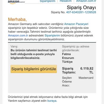 Amazon Paramı 1 Ay İşleyip Siparişimi İptal Ettiler