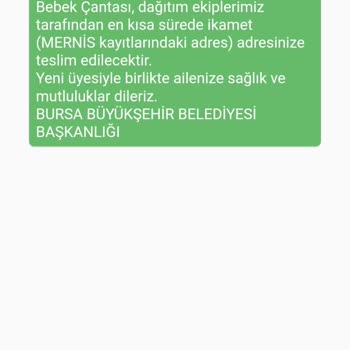 Bursa Büyükşehir Belediyesi Hoş Geldin Bebek Paketi