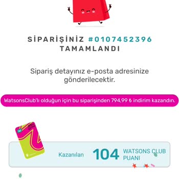 Watsons Uygulamasından Verdiğim Ücretini Ödediğim Siparişim Gözükmüyor