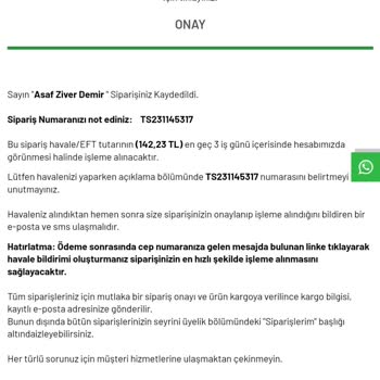 Yedekyedek.com Siparişimle Alakalı Bilgi Yok