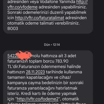 Vodafone Benim Olmayan Hat İçin İcraya Veriliyorum
