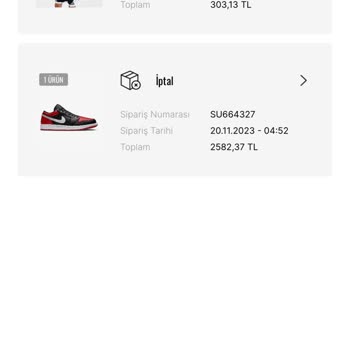 Sneaks Up Verilen Siparişin İptali