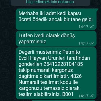 Petmito Evcil Hayvan Ürünleri Eksik Ürün Gönderimi Ve İletisim Olmaması