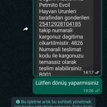 Petmito Evcil Hayvan Ürünleri Eksik Ürün Gönderimi Ve İletisim Olmaması