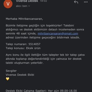 Vivense Eksik Ürün, Sıfır Destek