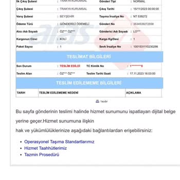 Aras Kargodaki Kargom Teslim Edildi Gözüküyor Ama Elimde Bir Şey Yok!