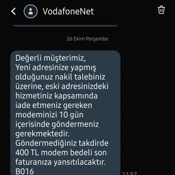 Vodafone Evde İnternet Modem İadesi