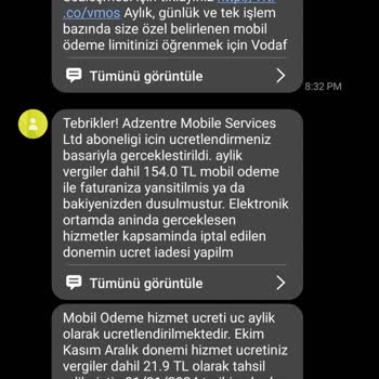 Vodafone Pay Benden Habersiz Sitelere Üye Yapıp Hesabımdan Para Çekmiş