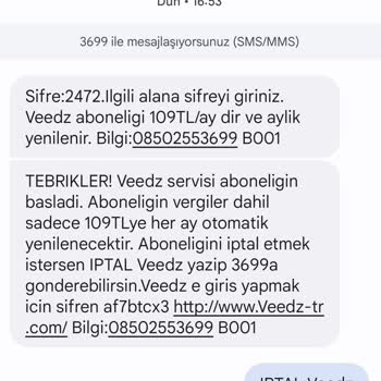 Veedz-tr.com İstenmeyen Veedz Aboneliği İptali Ve Anlık Kesilen Para