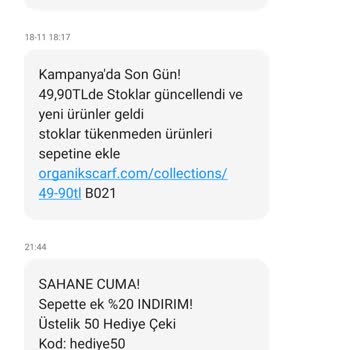 Organic Scarfs Organik Scarf Sürekli Mesaj Atıyor