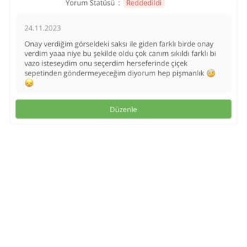 ÇiçekSepeti Sipariş Edilen Çiçek Saksısı Yerine Farklı Bir Saksıyla Gitmesi