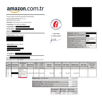 Amazon Faturada IMEI Bilgisi Yok