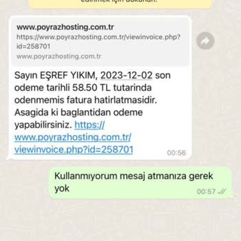 Poyraz Hosting Ücret Mesajları Bitmiyor