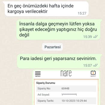 Nare Giyim Para İadesi Olmadı