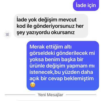 Butik Moor Yanlış Ürün Gönderip İade Almıyor.