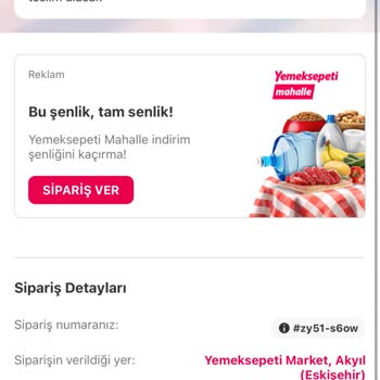 Yemeksepeti Market Siparişi Getirmiyor/İptal Etmiyor