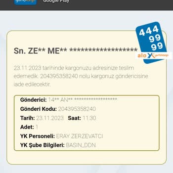 Yurtiçi Kargo Kafalarına Göre Şube Değişikliği Yüzünden Gelmeyen Ürün, Umursamaz Çağ