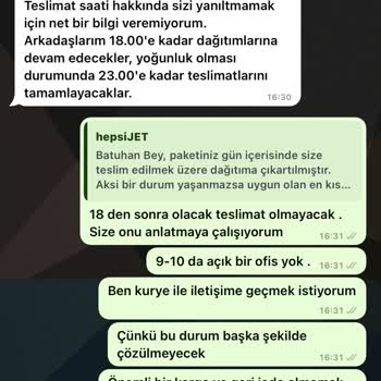 hepsiJET Hepsi-Jet 19.00 Sonrası Ulaşmayan Kargolar