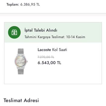Boyner Satın Alınan Ürünün Temin Edilememesi