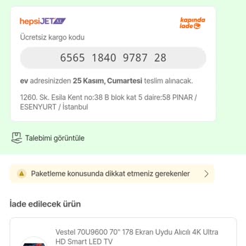 hepsiJET Ürün İadesi Hakkında